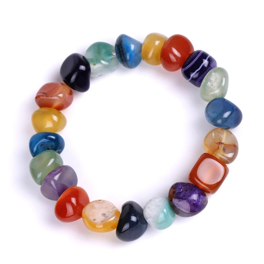 DIEZI Yoga Ethnic Multicolor Natural Irregular Stone Beads Strand Bracelet For Men Women Handmade 7 Chakra Bracelets Bangle Men