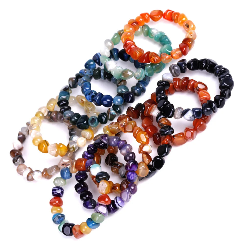 DIEZI Yoga Ethnic Multicolor Natural Irregular Stone Beads Strand Bracelet For Men Women Handmade 7 Chakra Bracelets Bangle Men