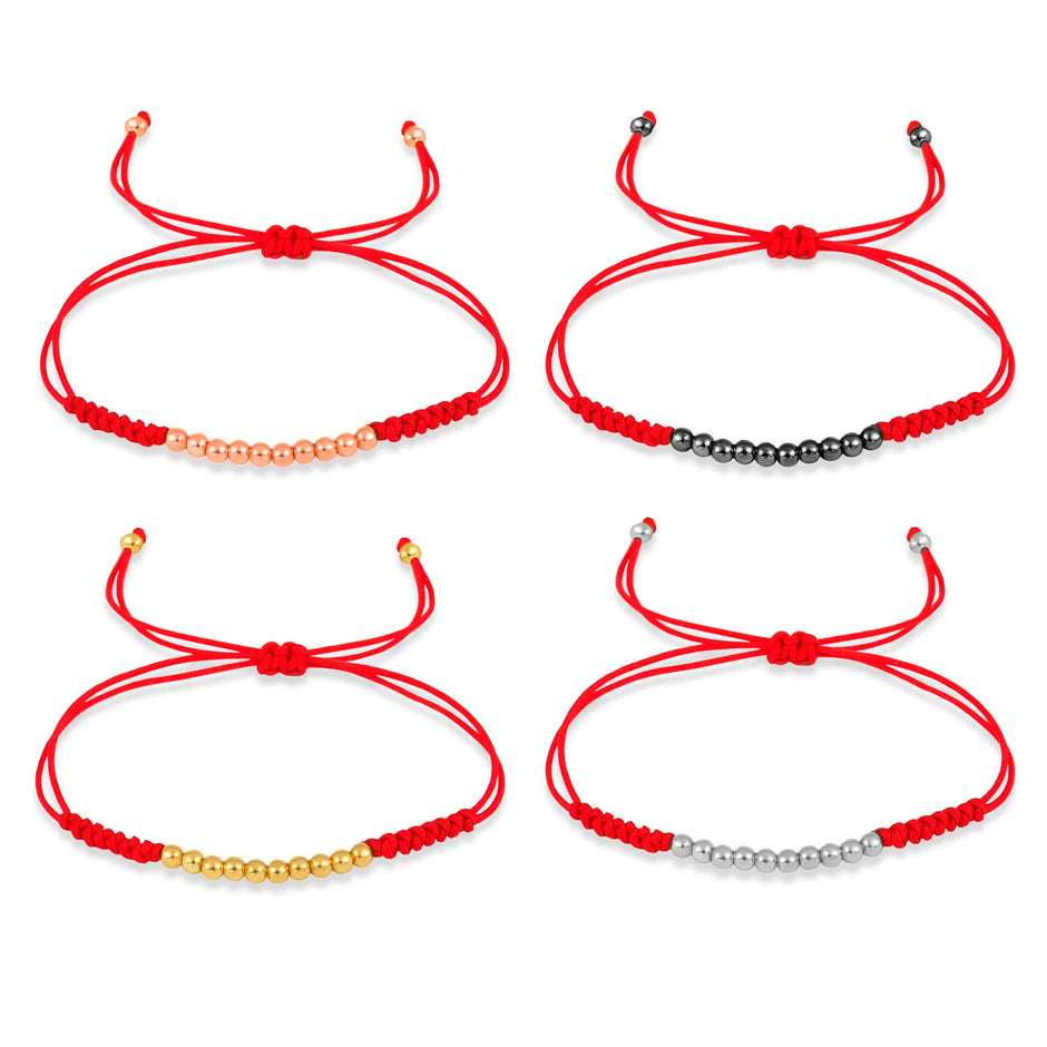 Ten Ball Gold-plated Brass Tibetan Buddhist Lucky Knot Macrame Bracelet Women 2024 New Fashion Red Black String Jewelry Present