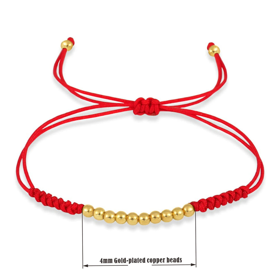 Ten Ball Gold-plated Brass Tibetan Buddhist Lucky Knot Macrame Bracelet Women 2024 New Fashion Red Black String Jewelry Present