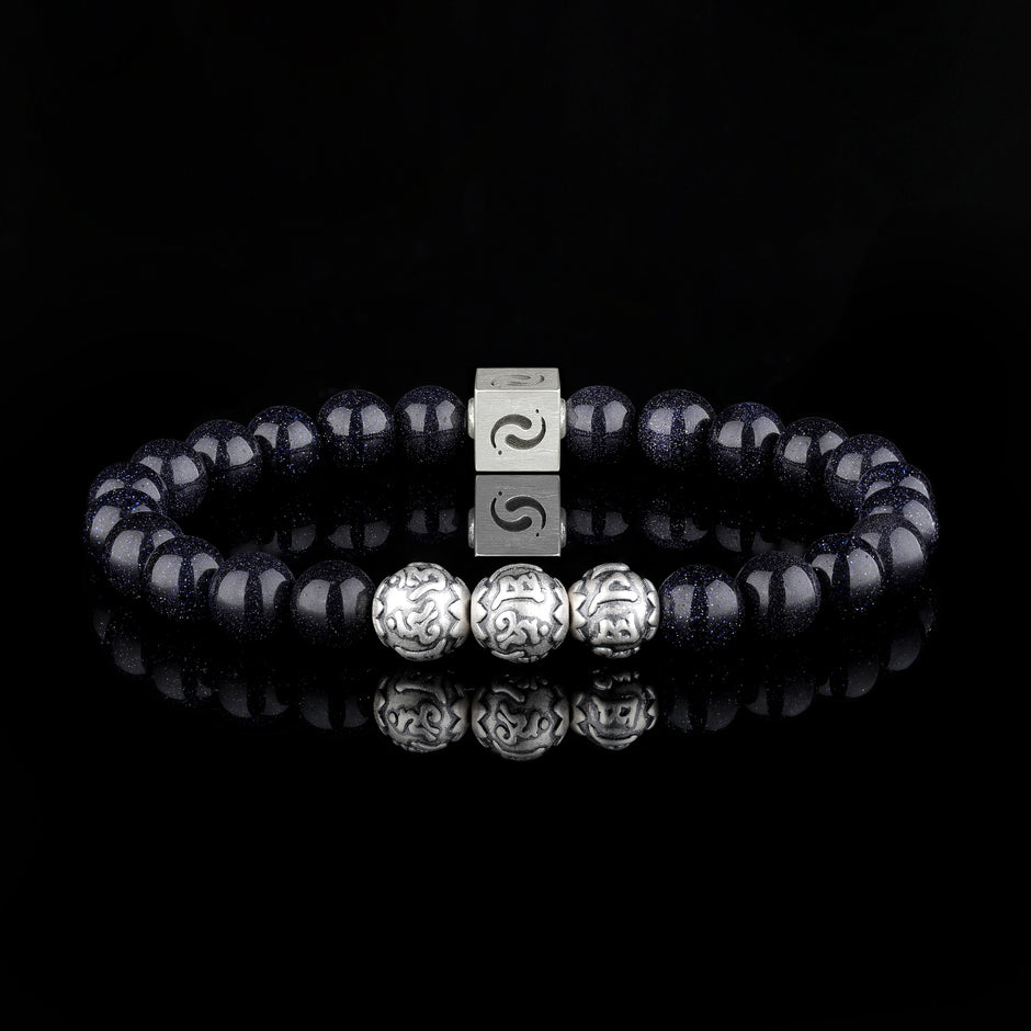 星空·蓝砂石祝福手链｜26颗星辰圣石 六字真言护体 招财安神