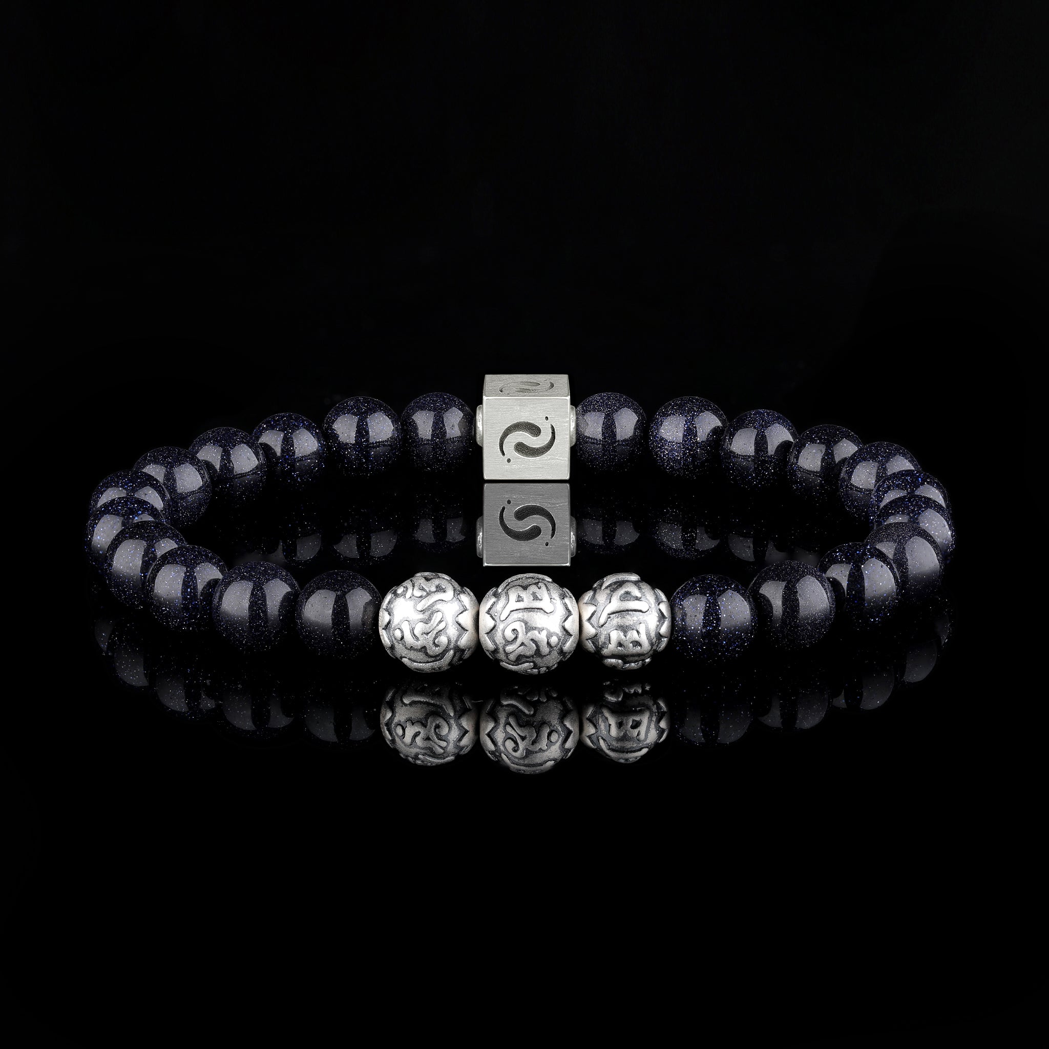 星空·蓝砂石祝福手链｜26颗星辰圣石 六字真言护体 招财安神