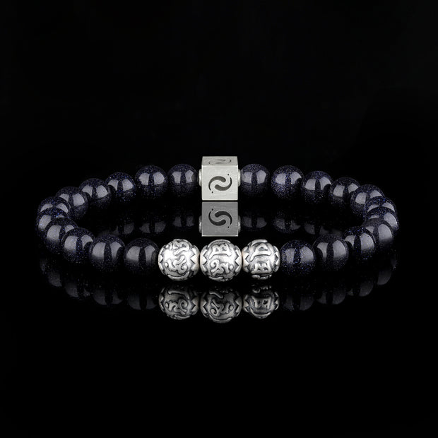 星空·蓝砂石祝福手链｜26颗星辰圣石 六字真言护体 招财安神