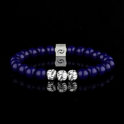 Azure Lapis Lazuli Blessing Bracelet | 26 Sacred Stones and 3 Silver Beads, Blessed by a Monastic Community for Good Fortune and Wealth