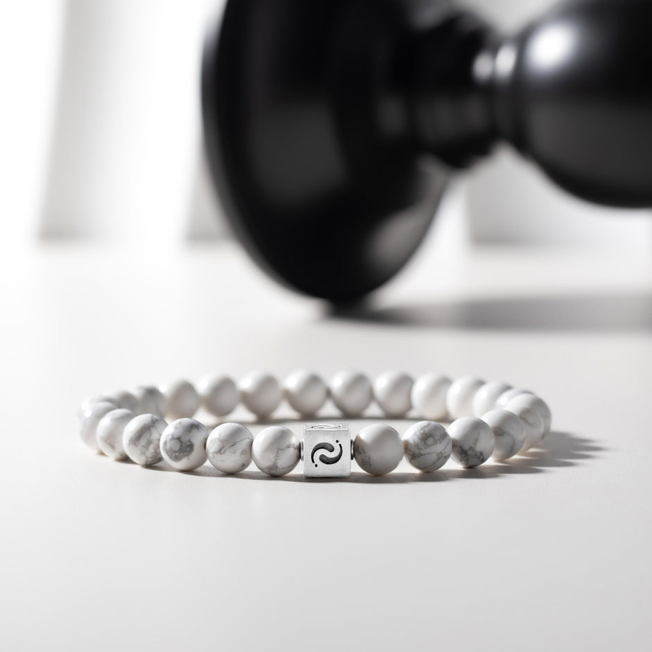 水墨禅心｜白松石祝福手链 - 26颗天然水墨纹 僧团加持 净化安神