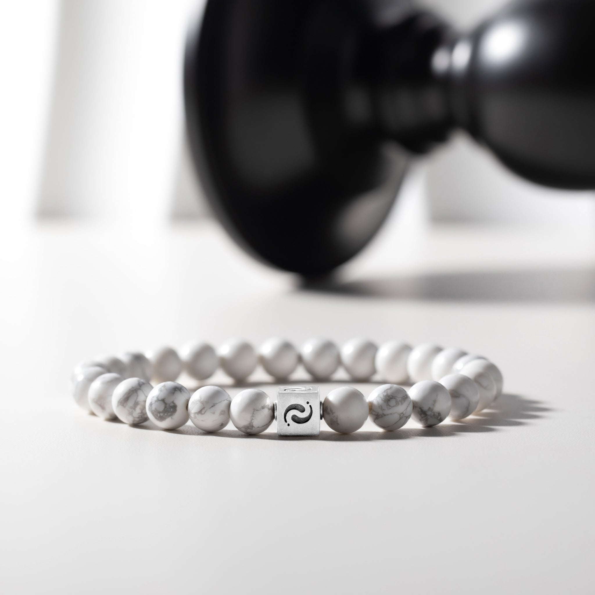 水墨禅心｜白松石祝福手链 - 26颗天然水墨纹 僧团加持 净化安神