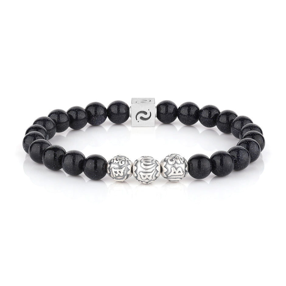 星空·蓝砂石祝福手链｜26颗星辰圣石 六字真言护体 招财安神