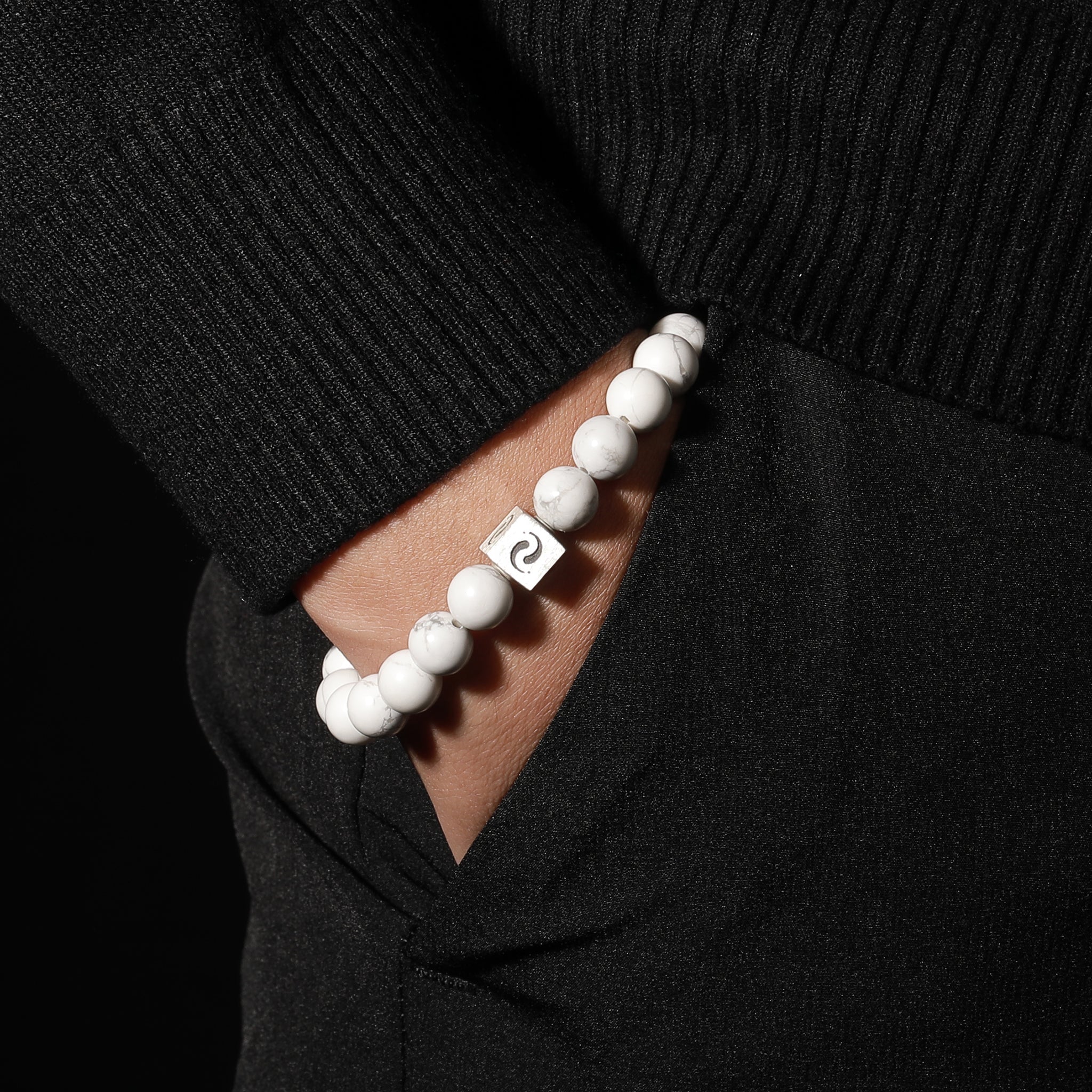 水墨禅心｜白松石祝福手链 - 26颗天然水墨纹 僧团加持 净化安神