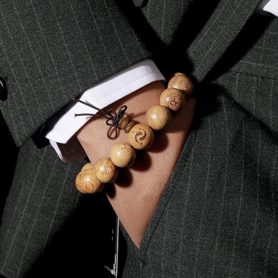 羽翼天成｜鸡翅木祝福手链 - 15颗纳福珠 高僧赐福 五行旺运