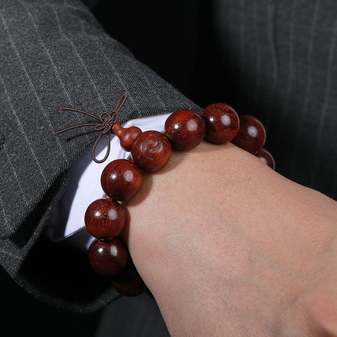 Heavenly Blood Wood Blessing Bracelet | 15 Sacred Wood Beads, Blessed by a High Monk, Enhances Five Elements and Luck