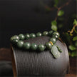 Green Jade Bracelet with Pixiu - Invite Wealth & Calming Energies