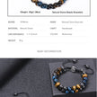 Trendy Braided Natural Stone Beads Bracelet Handmade Black Agate Tiger Eyes Bracelets Double Row Charm Yoga Jewelry Men Bangle