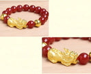 Feng Shui Obsidian Stone Beads Bracelet Men Women Wristband Gold Color Black Pixiu Wealth Lucky Changing Health Wrist Bangles