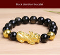 Feng Shui Obsidian Stone Beads Bracelet Men Women Wristband Gold Color Black Pixiu Wealth Lucky Changing Health Wrist Bangles