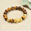 Feng Shui Obsidian Stone Beads Bracelet Men Women Wristband Gold Color Black Pixiu Wealth Lucky Changing Health Wrist Bangles