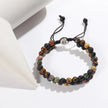 RH Dropship Vintage Men Gift Handmade Mixed 2 Row Black Stones Tiger Eye Agate Health Magnetic Therapy OM Button Wrap Bracelets