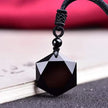Obsidian Hexagram Pendant Stone For Protection Natural Black Pendant Necklaces Hexagram Amulet Talisman Jewelry For Men Women