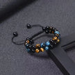 Triple Protection Bracelet 8mm Natural Stone Beads Obsidian Tiger Eye Hematite Double Layer Hand Healing Crystal Stretch Bracele