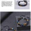 Trendy Braided Natural Stone Beads Bracelet Handmade Black Agate Tiger Eyes Bracelets Double Row Charm Yoga Jewelry Men Bangle