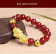 Feng Shui Obsidian Stone Beads Bracelet Men Women Wristband Gold Color Black Pixiu Wealth Lucky Changing Health Wrist Bangles