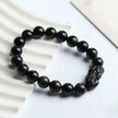 Obsidian Pixiu Bracelets Men Women Fine Jewelry Genuine Black Obsidian Crystal Fengshui Pi Xiu Money Wealth Protection Bracelets