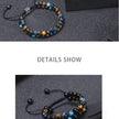 Trendy Braided Natural Stone Beads Bracelet Handmade Black Agate Tiger Eyes Bracelets Double Row Charm Yoga Jewelry Men Bangle