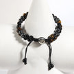 RH Dropship Vintage Men Gift Handmade Mixed 2 Row Black Stones Tiger Eye Agate Health Magnetic Therapy OM Button Wrap Bracelets