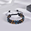 Triple Protection Bracelet 8mm Natural Stone Beads Obsidian Tiger Eye Hematite Double Layer Hand Healing Crystal Stretch Bracele