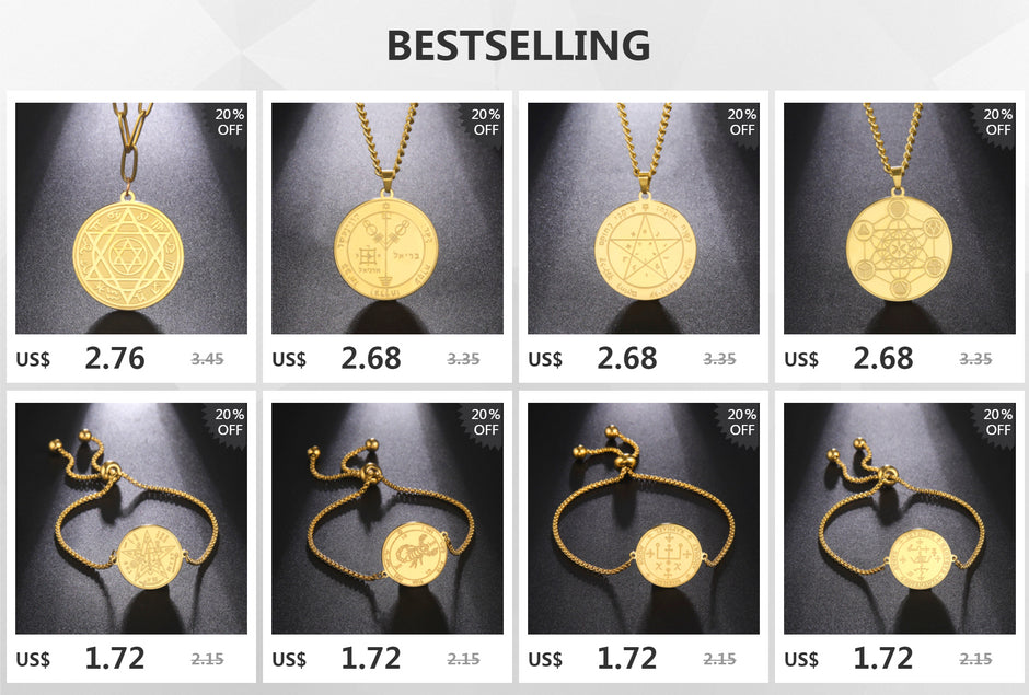 Dawapara King of Solomon Pendant Archangel Michael Sigil Necklace Protection Courage Power and Strength Amulet Stainless Steel