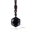 Obsidian Hexagram Pendant Stone For Protection Natural Black Pendant Necklaces Hexagram Amulet Talisman Jewelry For Men Women