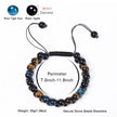 Trendy Braided Natural Stone Beads Bracelet Handmade Black Agate Tiger Eyes Bracelets Double Row Charm Yoga Jewelry Men Bangle